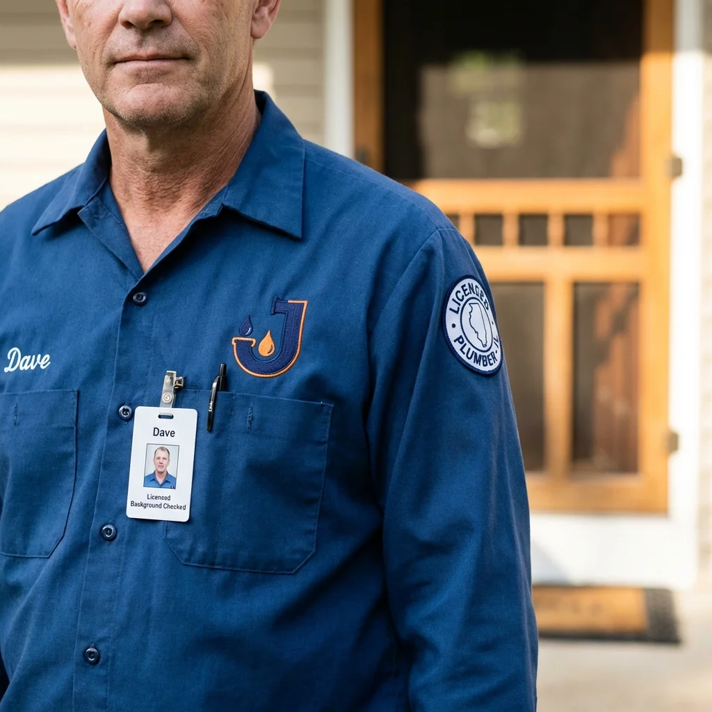 Licensed plumber showing ID badge in Logan, WV