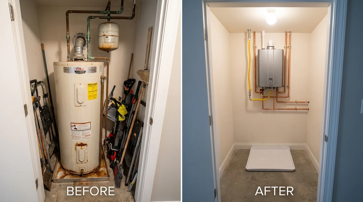 Tank water heater versus wall-mounted tankless unit comparison for Logan, WV homeowners